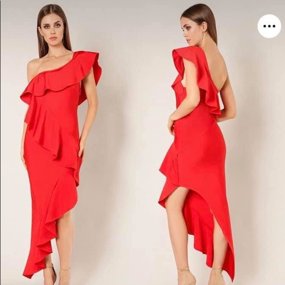 Stunning red one shoulder dress
